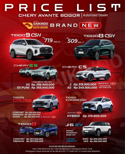 Pricelist Harga Chery pademangantimur 2025